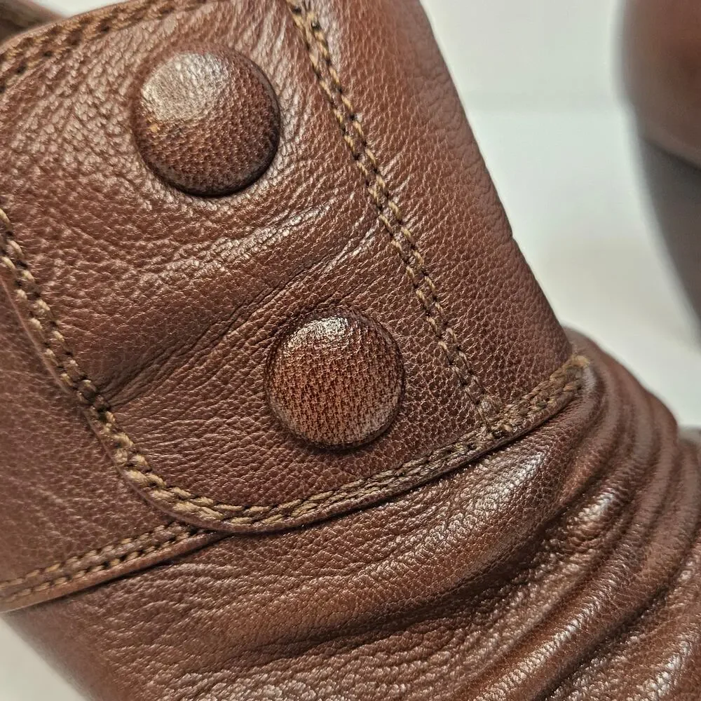 BARETRAPS Brown Leather Tyley Stacked Cone Heel‎ Booties Size 6.5 M